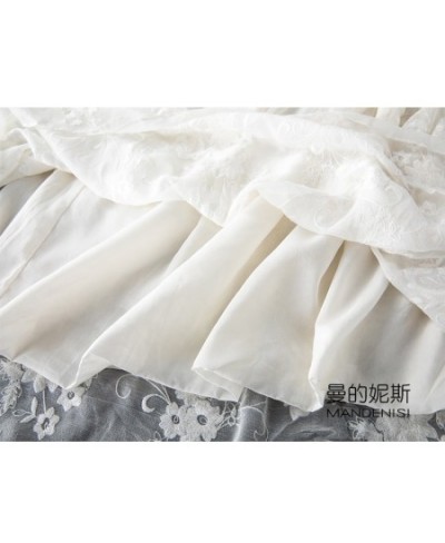 Women 100% Mulberry Silk White Embroidery Silk Midi Skirt with Lining Long Skirt Summer Beach MM103 $85.28 - Skirts