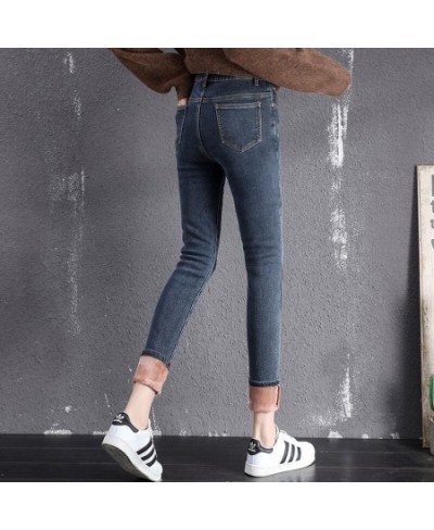 Women High Waist Warm Thickening Jeans Winter Fleece Denim Pencil Pants Y2K Skinny Stretch Velvet Jean Mujer Denim Trousers $...