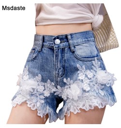 Jeans Shorts Women 2023 New Summer Fashion Lace Flower Emboridery Jean FemmeVintage High Waist Woman Blue Soft Denim Shorts $...