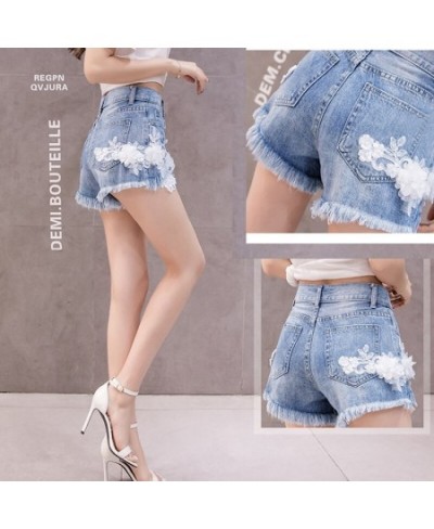 Jeans Shorts Women 2023 New Summer Fashion Lace Flower Emboridery Jean FemmeVintage High Waist Woman Blue Soft Denim Shorts $...