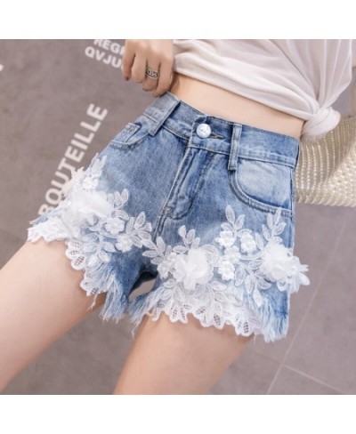 Jeans Shorts Women 2023 New Summer Fashion Lace Flower Emboridery Jean FemmeVintage High Waist Woman Blue Soft Denim Shorts $...