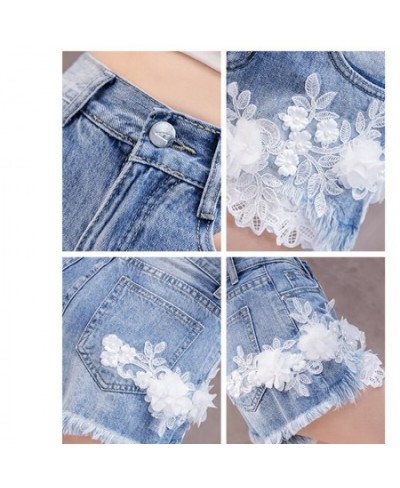 Jeans Shorts Women 2023 New Summer Fashion Lace Flower Emboridery Jean FemmeVintage High Waist Woman Blue Soft Denim Shorts $...