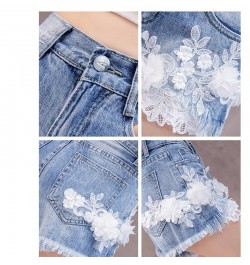 Jeans Shorts Women 2023 New Summer Fashion Lace Flower Emboridery Jean FemmeVintage High Waist Woman Blue Soft Denim Shorts $...