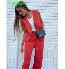 2022 Women Elegant Streetwear Sleeveless Short Suit Vest Female Vintage Slim V-Neck Single Breasted Blazer Waistcoat $35.05 -...