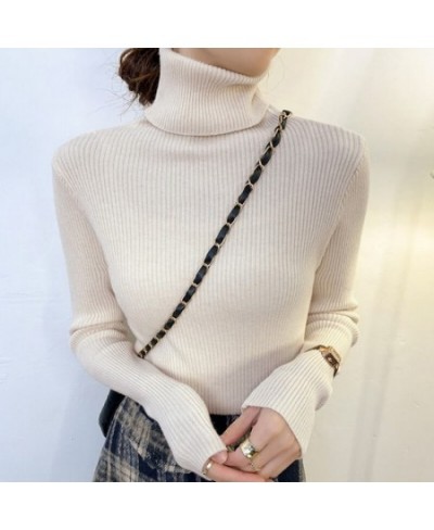 2022 Women heaps collar Turtleneck Sweaters Autumn Winter Slim Pullover Women Basic Tops Casual Soft Knit Sweater Warm Jumper...