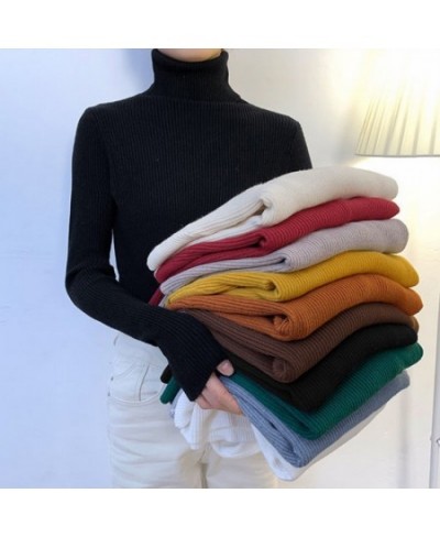 2022 Women heaps collar Turtleneck Sweaters Autumn Winter Slim Pullover Women Basic Tops Casual Soft Knit Sweater Warm Jumper...