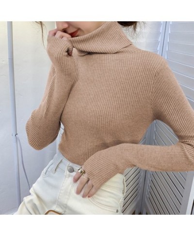 2022 Women heaps collar Turtleneck Sweaters Autumn Winter Slim Pullover Women Basic Tops Casual Soft Knit Sweater Warm Jumper...