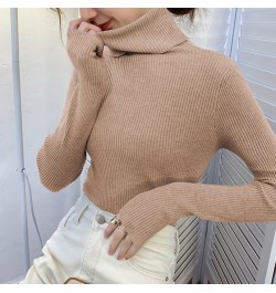 2022 Women heaps collar Turtleneck Sweaters Autumn Winter Slim Pullover Women Basic Tops Casual Soft Knit Sweater Warm Jumper...