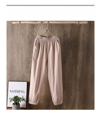 Ice Silk Cotton Linen Pants Vintage Coffee Solid Color Women Harem Pants Capri Ankle-length High Waist Sweatpants Women $28.9...