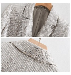 Women Pattern Sequined Blazer Feminino Glitter Casual Fashion Geometric Shiny Pockets Outerwear Vintage Female Long Sleeve $9...