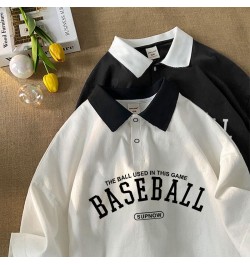 American Vintage Baseball Letter Print Polo Shirt T Shirts Loose Casual Preppy Student Pullover Summer Clothes Korean Fashion...