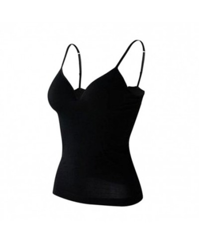 Padded Bra Top Spaghetti Strap Solid Color Camisoles Tanks Slim Sexy Padded Bra Top Bottoming Women $20.98 - Underwear