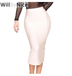 Nude 2023 New High Waist Back Open Fork Sexy Midi Pencil Bandage Skirt Blue Red White Pencil Bandage Skirts Women $43.91 - Sk...