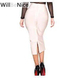 Nude 2023 New High Waist Back Open Fork Sexy Midi Pencil Bandage Skirt Blue Red White Pencil Bandage Skirts Women $43.91 - Sk...