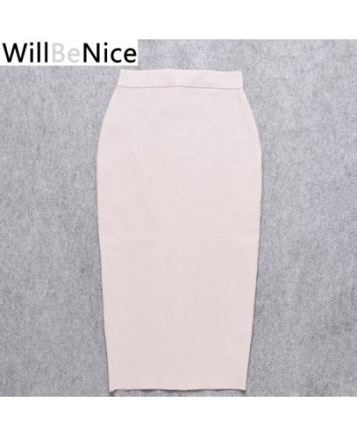 Nude 2023 New High Waist Back Open Fork Sexy Midi Pencil Bandage Skirt Blue Red White Pencil Bandage Skirts Women $43.91 - Sk...