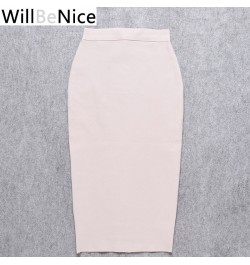 Nude 2023 New High Waist Back Open Fork Sexy Midi Pencil Bandage Skirt Blue Red White Pencil Bandage Skirts Women $43.91 - Sk...