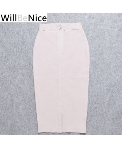 Nude 2023 New High Waist Back Open Fork Sexy Midi Pencil Bandage Skirt Blue Red White Pencil Bandage Skirts Women $43.91 - Sk...