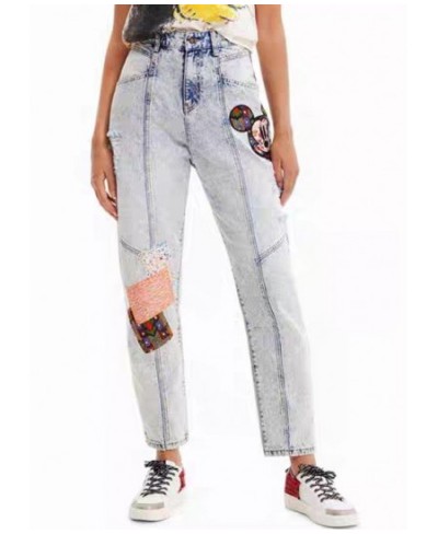 Foreign trade original single Spanish single desigual fashion new embroidery patch ripped jeans $96.82 - Bottoms