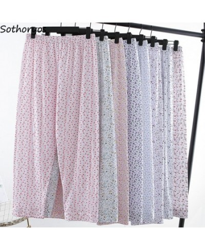 Floral Printed Sleep Bottoms Women Homewear Straight Chic Classic Daily Sleepwear Elastic Waist Spring Trousers Female Soft I...