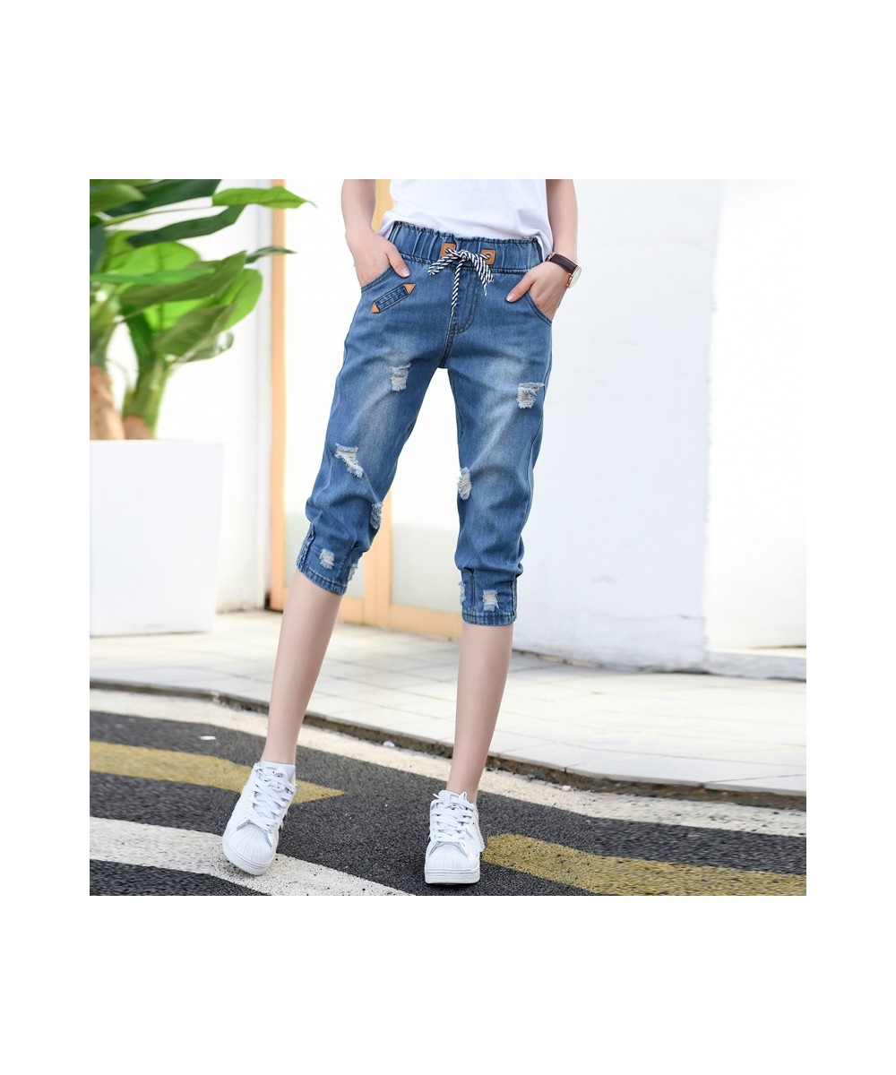 Women 2022 Summer Ripped Capris Jeans Woman Female Loose Calf-Length Denim Shorts Casual High Waist Harem Baggy Jeans Pants $...