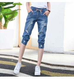 Women 2022 Summer Ripped Capris Jeans Woman Female Loose Calf-Length Denim Shorts Casual High Waist Harem Baggy Jeans Pants $...