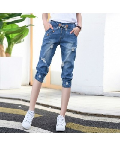 Women 2022 Summer Ripped Capris Jeans Woman Female Loose Calf-Length Denim Shorts Casual High Waist Harem Baggy Jeans Pants $...