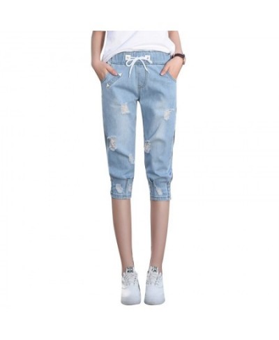 Women 2022 Summer Ripped Capris Jeans Woman Female Loose Calf-Length Denim Shorts Casual High Waist Harem Baggy Jeans Pants $...