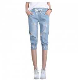 Women 2022 Summer Ripped Capris Jeans Woman Female Loose Calf-Length Denim Shorts Casual High Waist Harem Baggy Jeans Pants $...