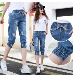 Women 2022 Summer Ripped Capris Jeans Woman Female Loose Calf-Length Denim Shorts Casual High Waist Harem Baggy Jeans Pants $...