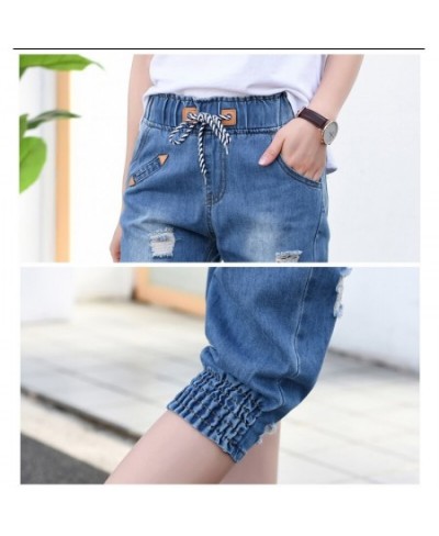 Women 2022 Summer Ripped Capris Jeans Woman Female Loose Calf-Length Denim Shorts Casual High Waist Harem Baggy Jeans Pants $...