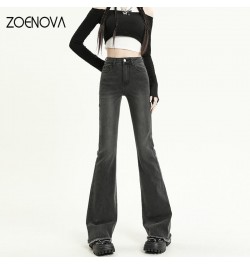 2023 Spring Woman New High Waist Stretch Cotton Denim Pants Vintage Streetwear Y2k Chic Tassels Flared Jeans Blue Grey $45.00...