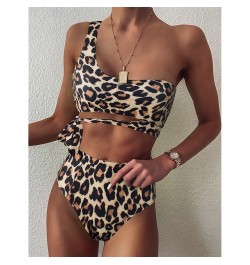 Bikini Women Swimsuit 2022 Women's Swimsuit Sexy One Shoulder Push Up Leopard High Waist Bikini Set Swimwear Bathing Suit $28...