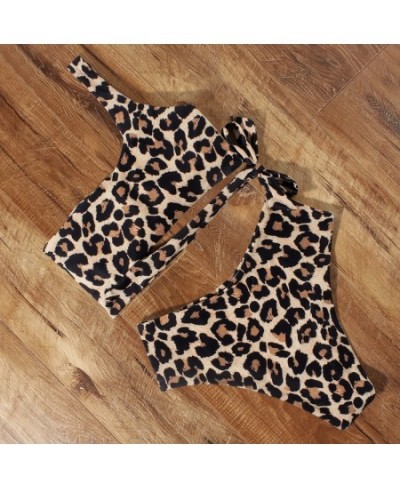 Bikini Women Swimsuit 2022 Women's Swimsuit Sexy One Shoulder Push Up Leopard High Waist Bikini Set Swimwear Bathing Suit $28...