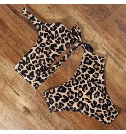 Bikini Women Swimsuit 2022 Women's Swimsuit Sexy One Shoulder Push Up Leopard High Waist Bikini Set Swimwear Bathing Suit $28...