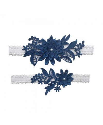 Blue Lace Bridal Garter Floral Rhinestone Wedding Garter Belt Elegant Garter Bridal Shower Gift Women Thigh Ring Leg Garter $...