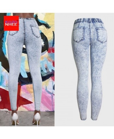 Snowflake Skinny Stretching Jeans Women With Elastic Waist Pencil Jeans Stretch Female Narrow Pencil Thin Slim Pants large si...